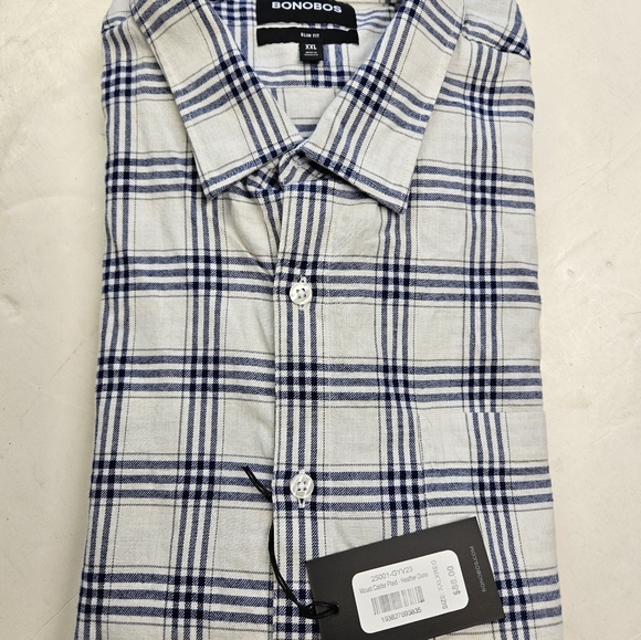 Bonobos Plaid Mens Light Weight Flannel LS Button Down Slim Fit XXL Shirt NWT - Picture 7 of 8